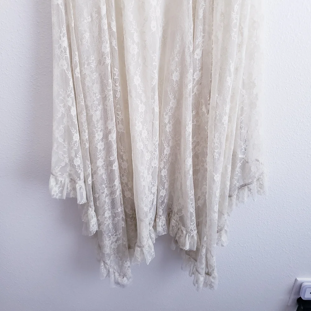 Free People Lace Beaded Bohemian Handkerchief Lace Dress